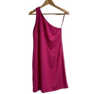 Chandler Henry dress pink Barbie‎ core one shoulder lined xs stretch